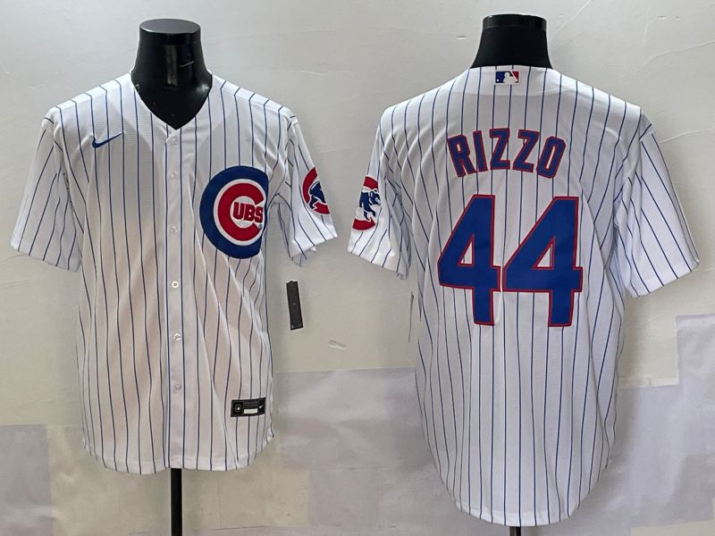 Men Chicago Cubs #44 Rizzo White Stripe Game 2025 Nike MLB Jersey style 7